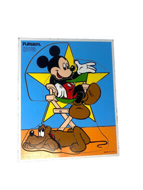 Vintage Playskool Disney Mickey Mouse A Star is Born Wooden Tray Puzzle 190-23